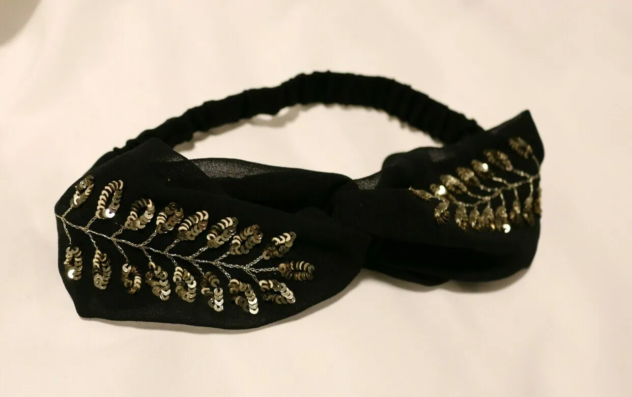 Black Embellished Head band Gold Vine Size One Size - Image 6