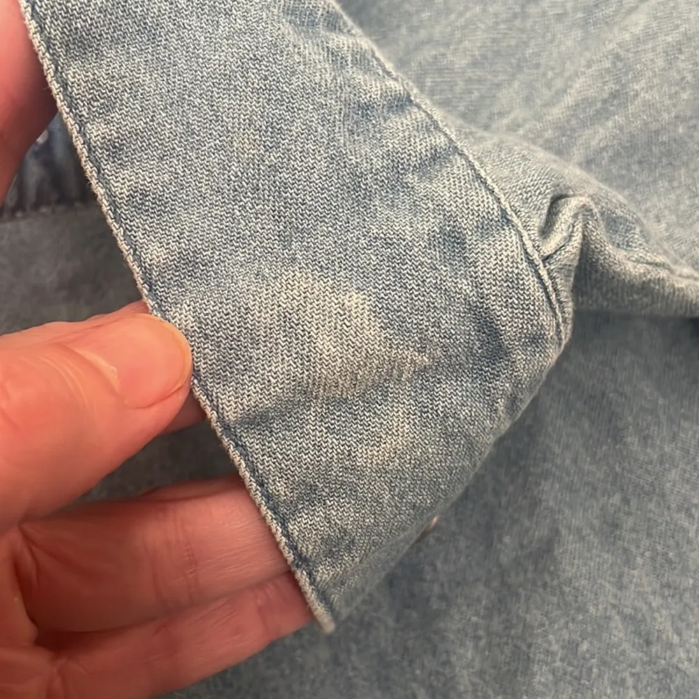 Vintage Kathy Che Chambray Button Down Shirt size 18 90's Embroidered Denim Blue - Image 10