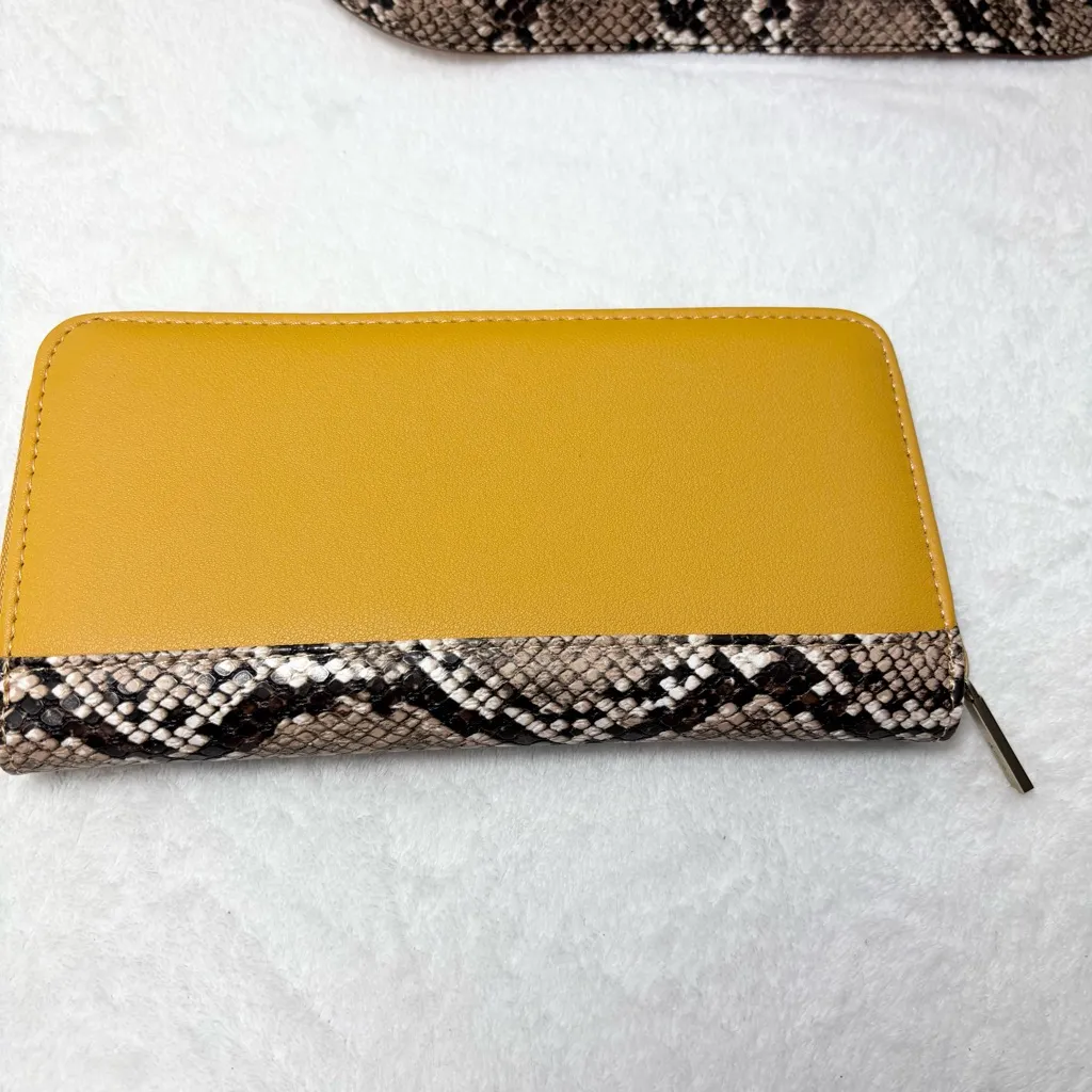 MERSI Isabel Bucket Purse Vegan Leather Bucket Bag with‎ wallet Yellow - Image 4