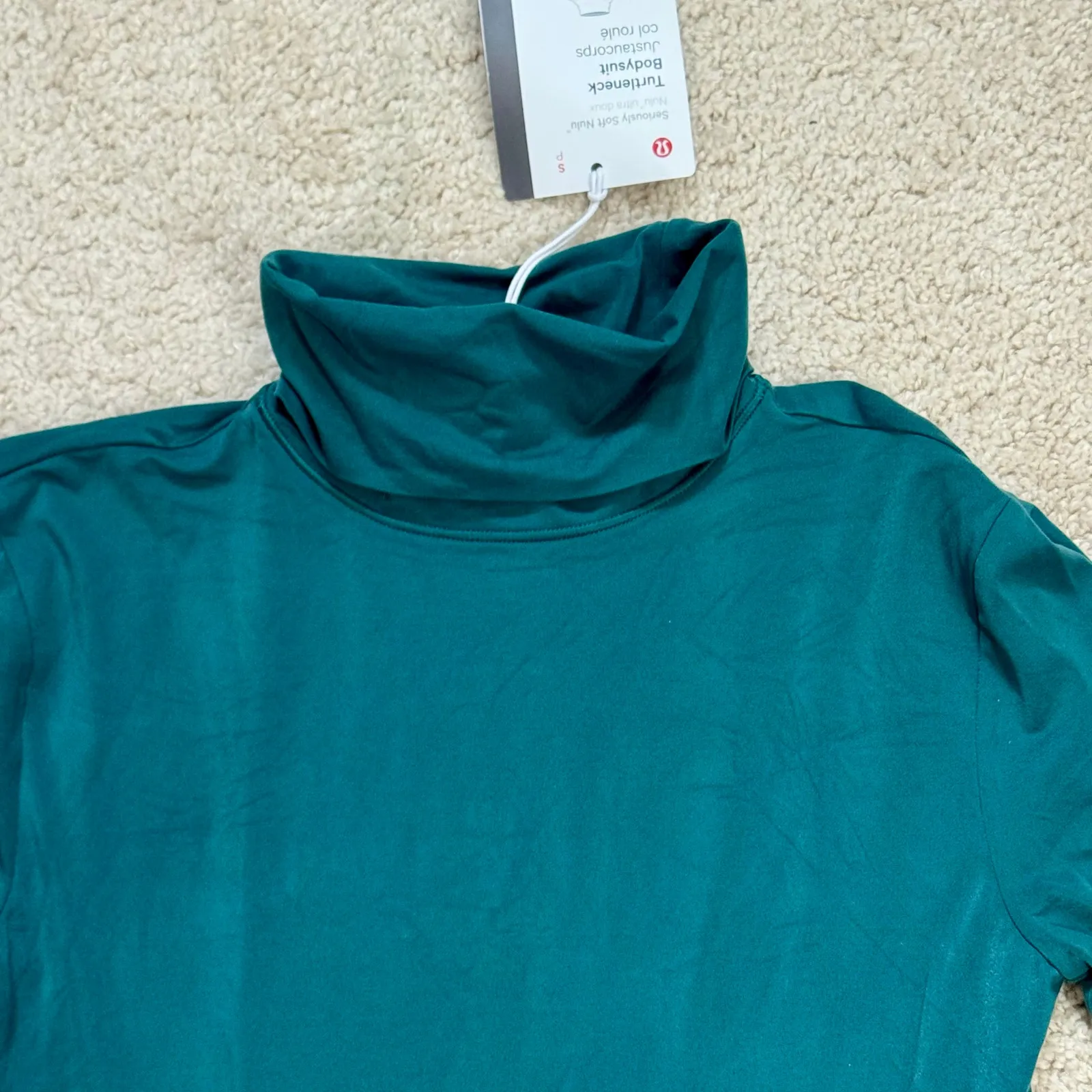 Lululemon Wundermost Nulu Turtleneck Bodysuit Womens Small Teal Career Layering - Image 2