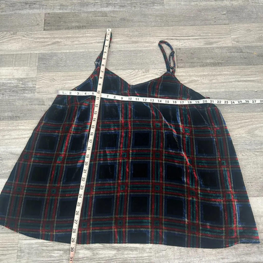 Torrid Sophie Velvet Plaid Swing Cami Black Red Blue, Sleeveless M16 - Image 5