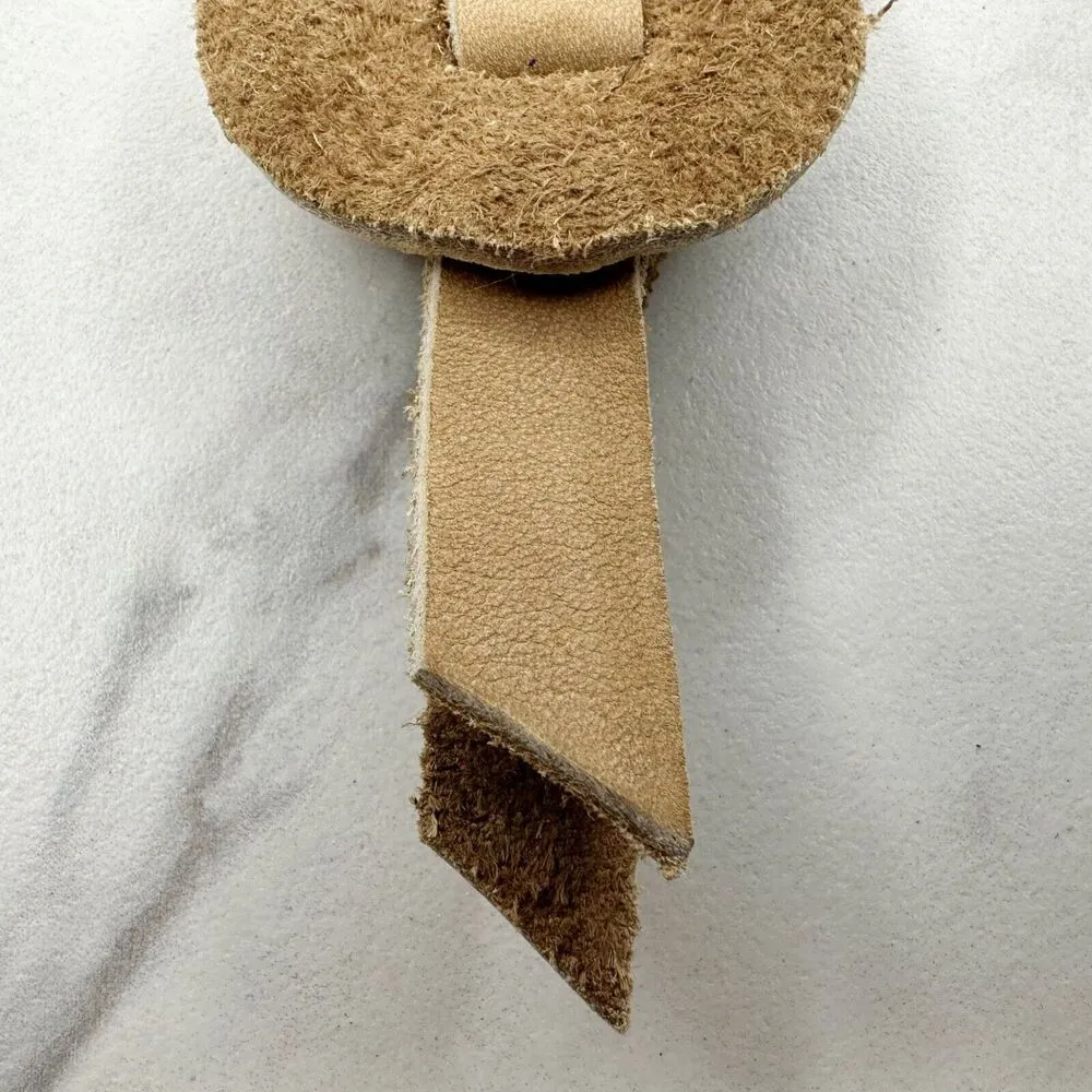 Soft Brown Leather Fringe Western Concho Boho Keychain Keyring - Image 10