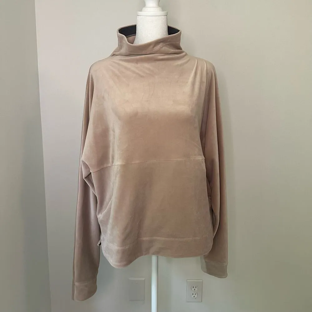 Prana light pink beige velvet long sleeve pullover size M - Image 2