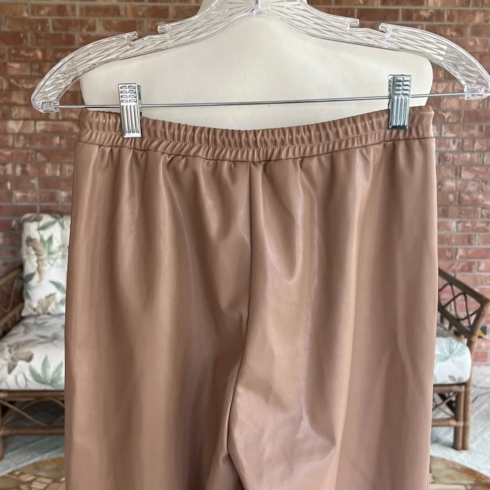 Floerns Tan Faux Leather High Waist Cropped Joggers NWT S - Image 9