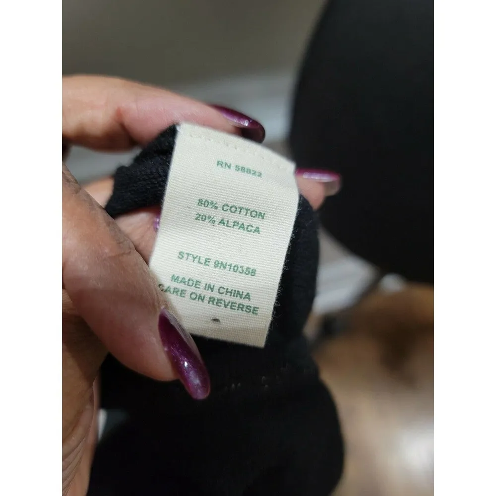 Nature Women's Solid Black Cotton Scoop Neck Long Sleeve Knee Length Dress XL - Image 9