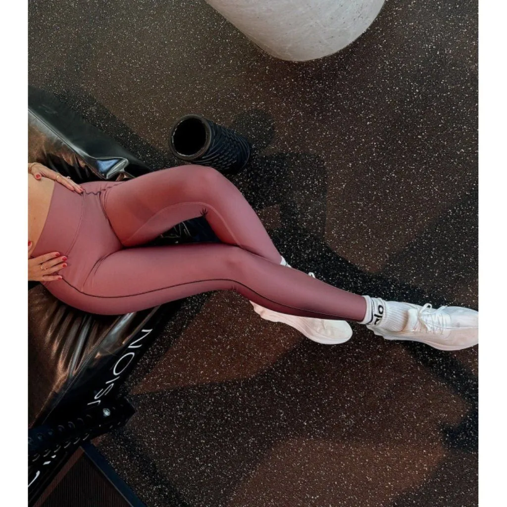 Alo Airlift High-Waist Redefine Leggings Burgundy Truffle Black Hi-Rise Tights M - Image 7