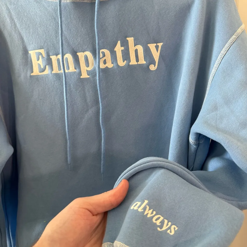 Mayfair Group Empathy Hoodie Blue S/M Oversized Pullover Size M - Image 3