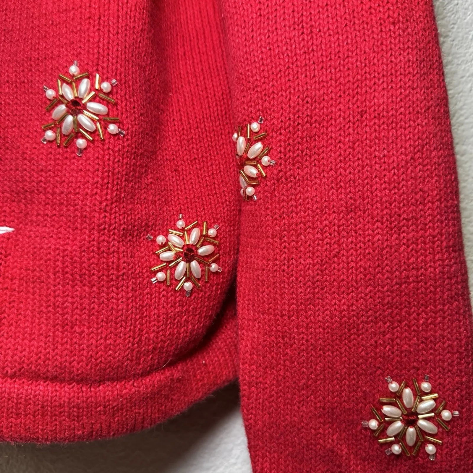 Bechamel Petites Small Red Cardigan Sweater Christmas Ornaments Beaded Holiday Size undefined - Image 2