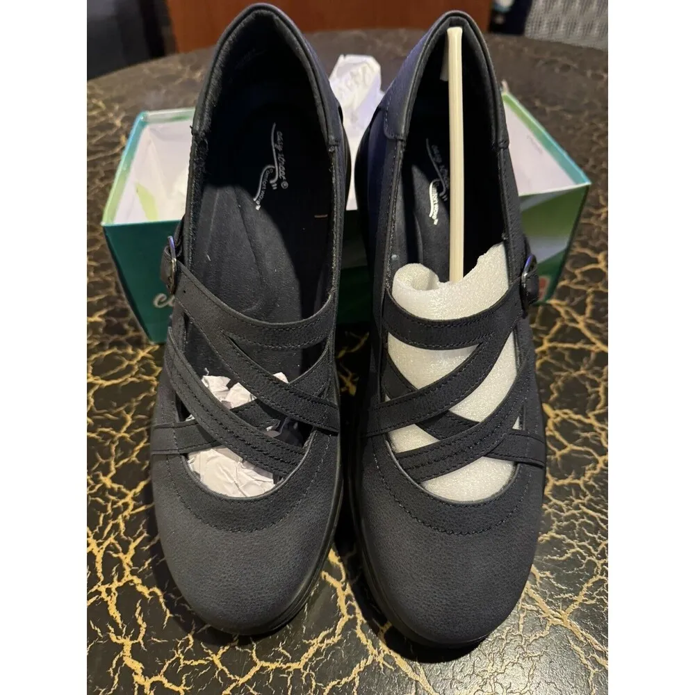 Easy Street Wise  Mary Jane Style Women's Slip On Navy Blue Size 10 New - Image 3