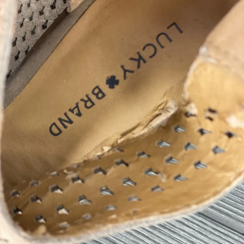 Lucky brand nacria suede block heels open sandals 8.5 shoes - Image 3