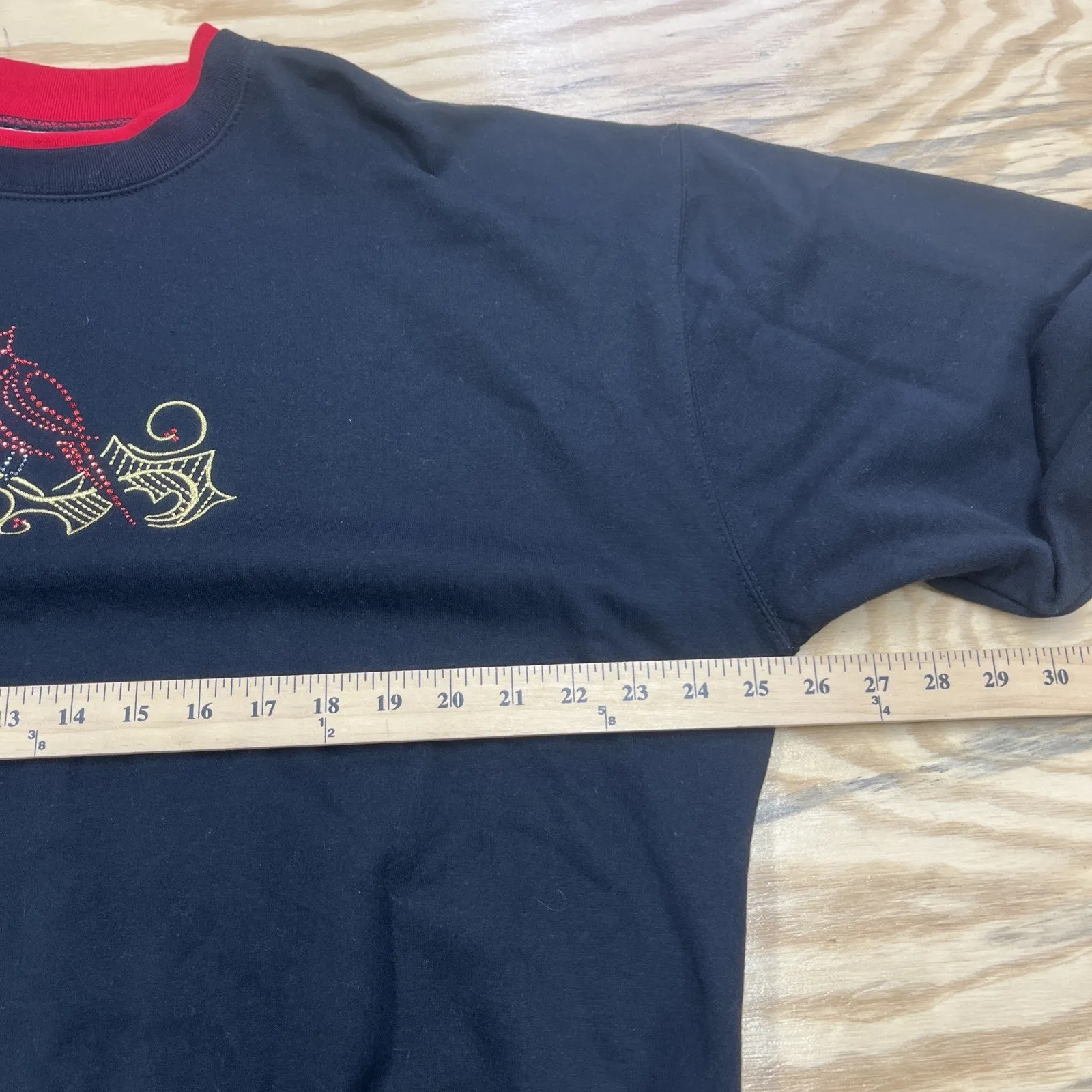 M & C Sportswear Black Bedazzled Embroidered Black Womens Sz 1X Christmas - Image 8