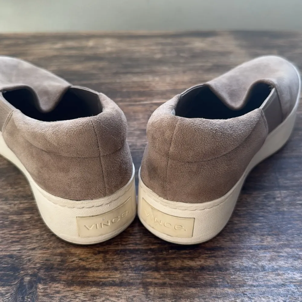 Vince Womens Warren Platform Slip On Sneakers Hazelstone Grey taupe
 Suede 9 - Image 6