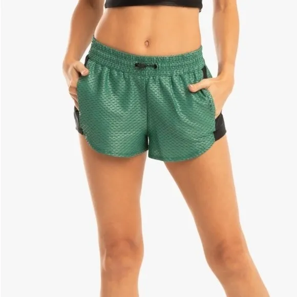 Koral Womens Duffle Green Power Shiny Netz Activewear Athleisure Gym Shorts sz S - Image 4