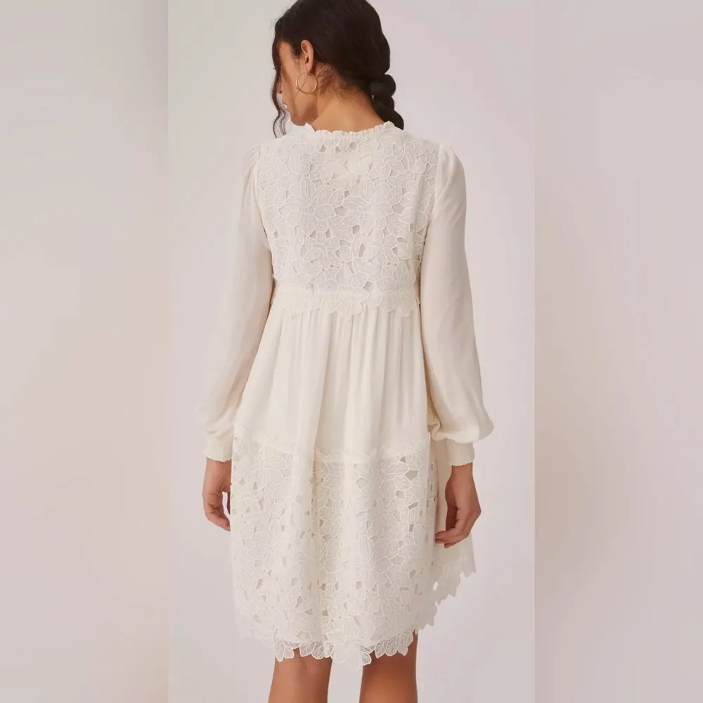 Anthropologie Ivory Embroidered Lace Tunic Dress Size XL - Image 16