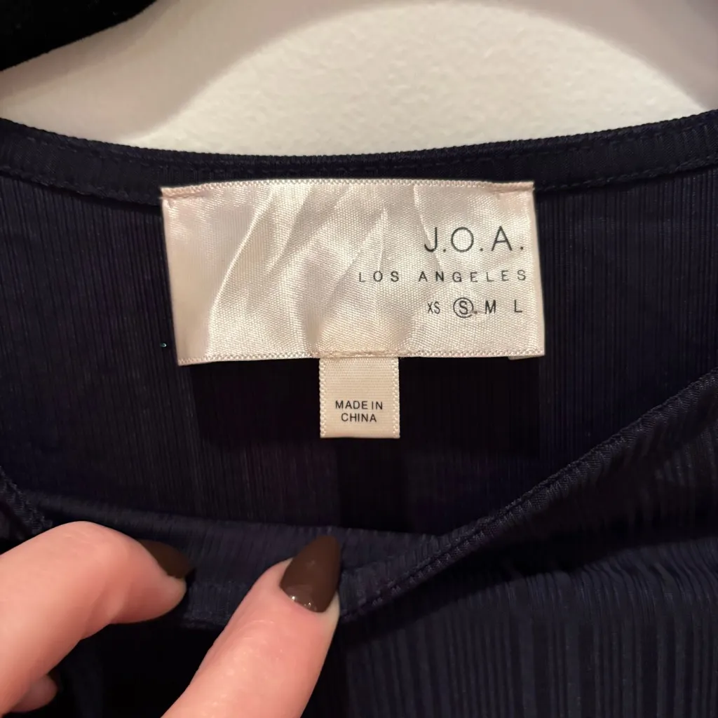 J.O.A Euro Knit Women's Navy Long Sleeve Ruffle Sleeve Fairy Whimsy Top Size S - Image 5