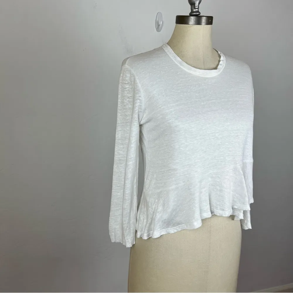 A.L.C White Ruffle Linen Top - Image 2