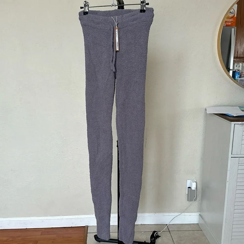 SKIMS COZY KNIT DRAWSTRING LEGGING NWT size XXS Grey‎ Chalk - Image 2