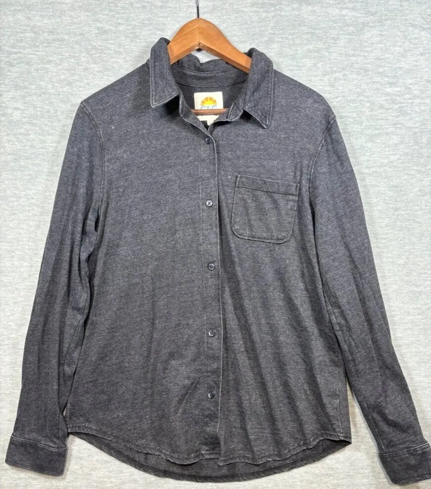 C&C California Long Sleeve Charcoal Shirt L Cotton/Polyester Casual Wear - Image 1