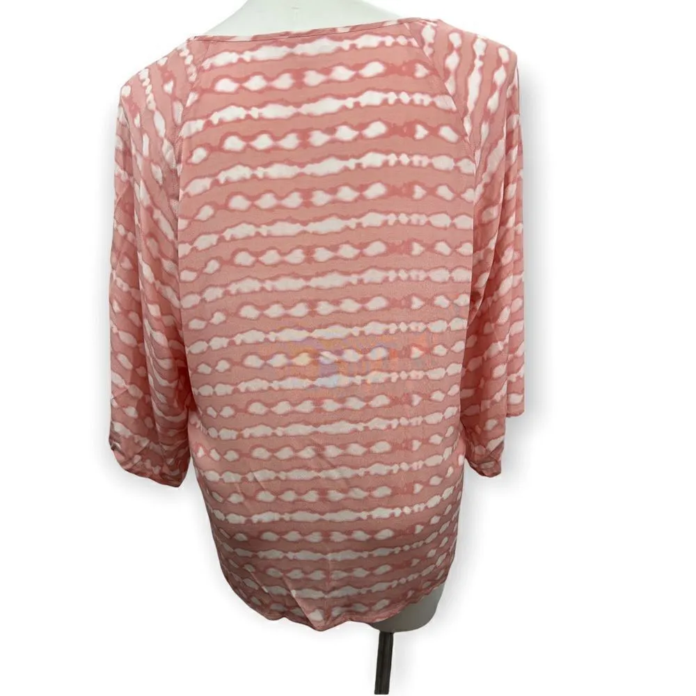 Westbound large 3/4 sleeve pink abstract print top - Image 4