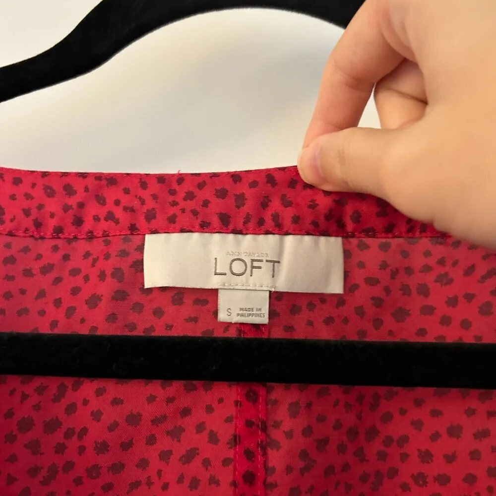 Loft Magenta Pink Cheetah Print Lightweight Blouse Size S - Image 6