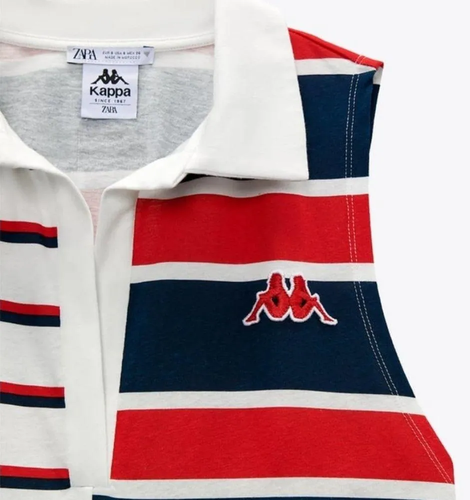 Zara Kappa Sleeveless Collared Striped Dress Size Small - Image 3