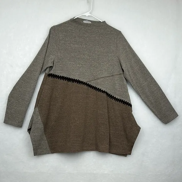 Terra SJ Apparel Womens Embroidered Tunic Sweater Mock Neck Oversized Sz Large - Image 2