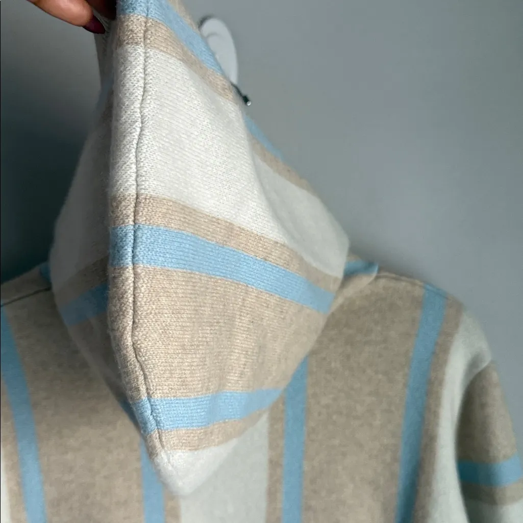 LA LIGNE Baja Stripe Cashmere Hoodie Sweater In Light Tan/ Cream Small Tan - Image 10