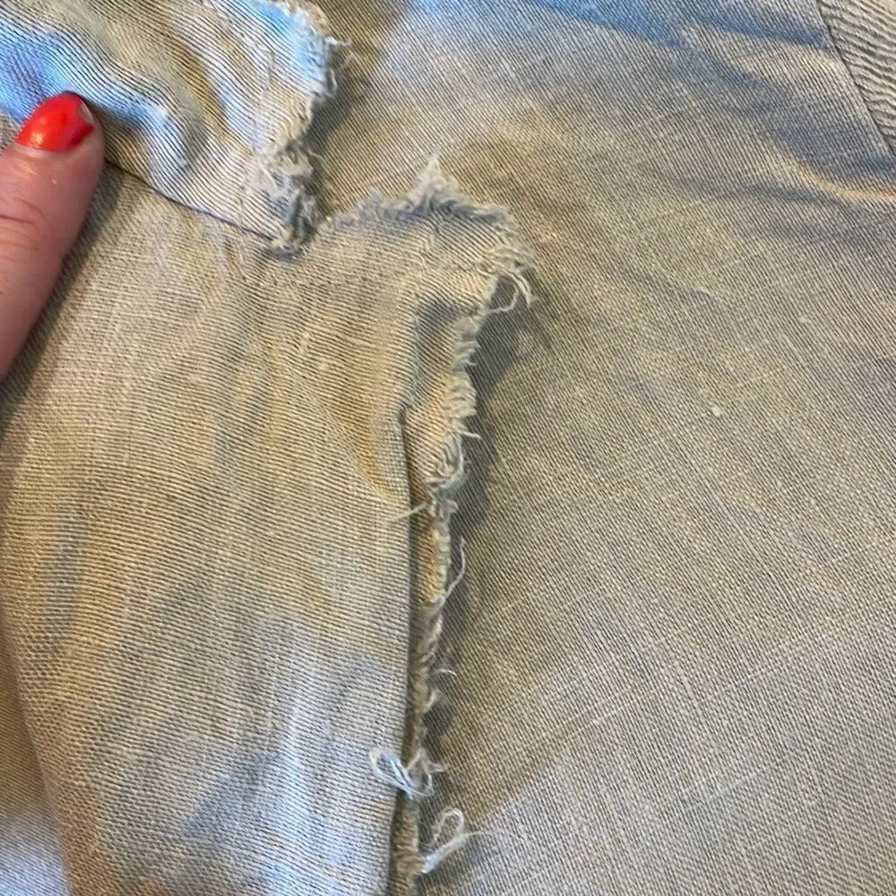 Cut Loose linen cotton frayed detail blazer small Tan - Image 9