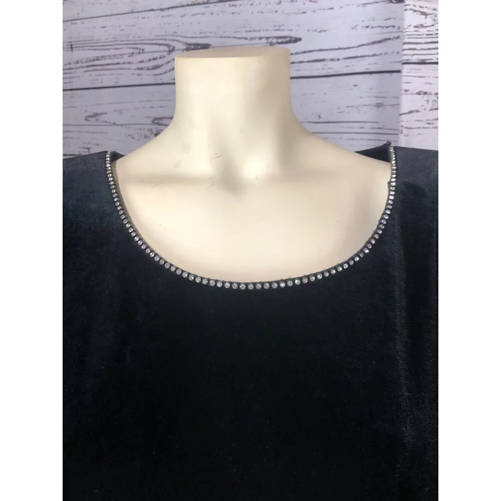Vintage K.C. Spencer New York Velvet Rhinestone Long Sleeve Shift Dress size 22W Black - Image 5