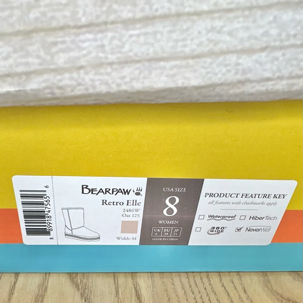 NEW BearPaw Retro Elle Oat Suede Leather Colorful Striped Platform Sole - Image 10