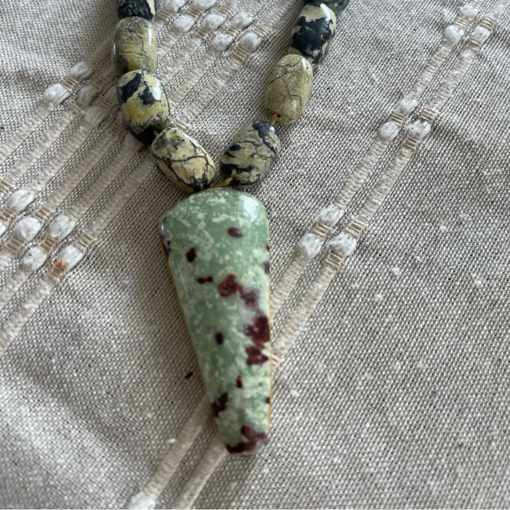 Old Granite green bead necklace, jaspe Africa unique find - Image 3