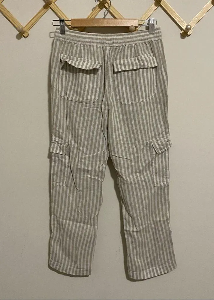 Sanctuary x Anthropologie Tan Linen Blend Striped Pants size Small - Image 7