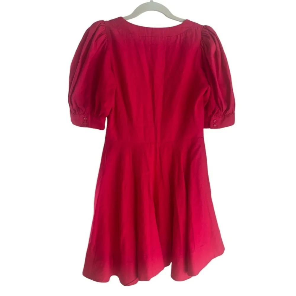 House of Harlow Pink Puff Sleeve Fit Flare Linen Blend Dress Size 4 - Image 2