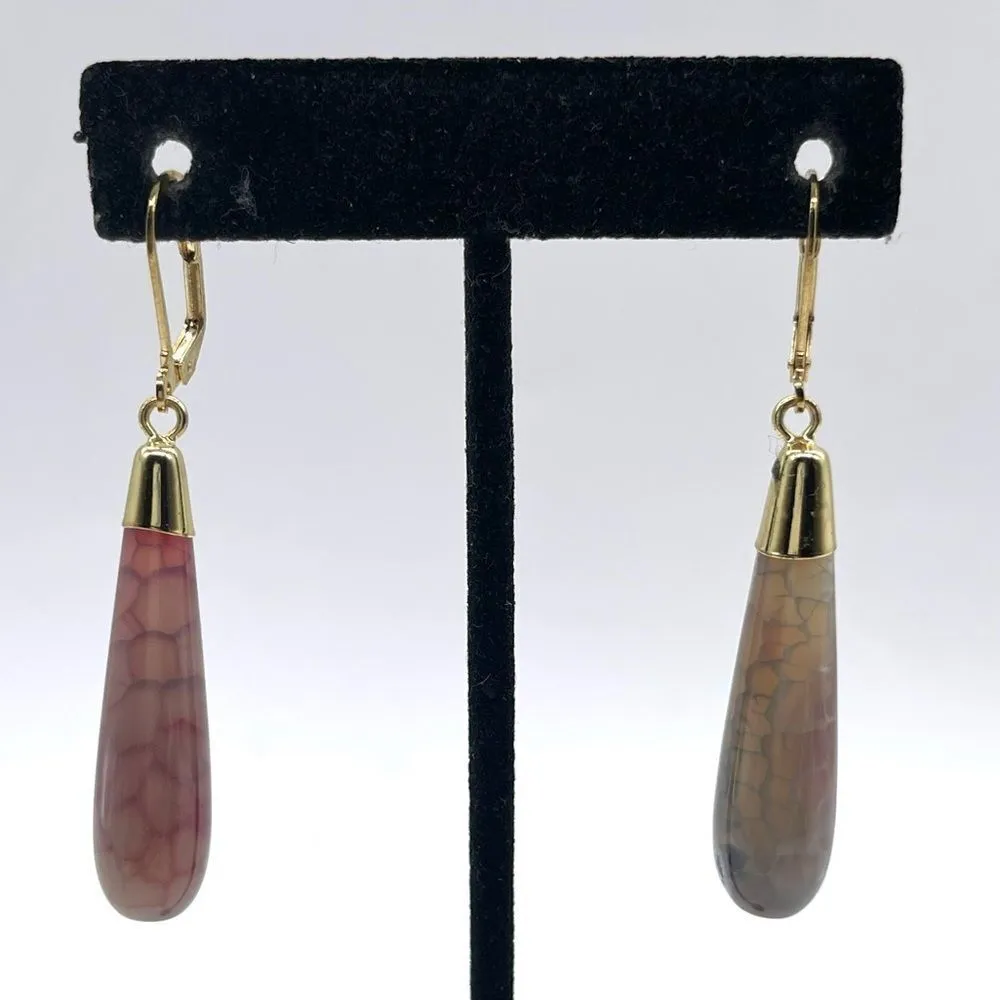 Jade Tear Drop Labradorite Earrings with Gold plated Purple - Image 2