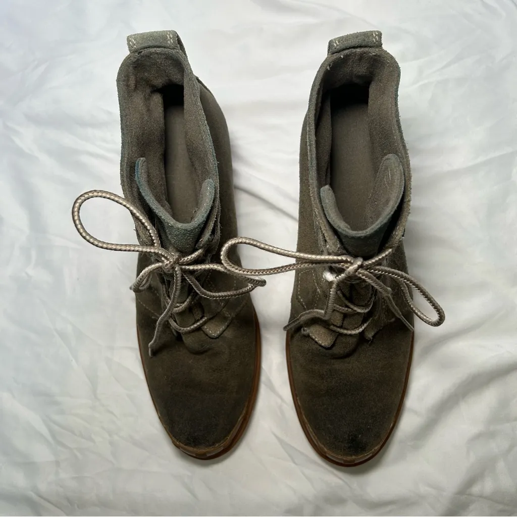 Sorel Toronto green suede lace up waterproof wedge boots women’s shoe size 7.5 - Image 6