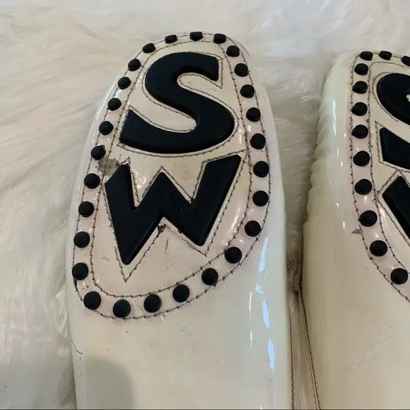 Stuart Weitzman white mules leather size 10AA‎ - Image 9