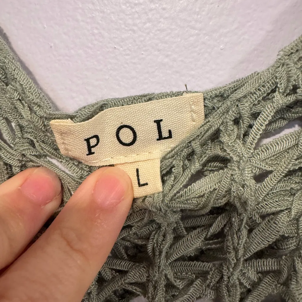 Green Crochet POL long bell‎ sleeve sweater - Image 3