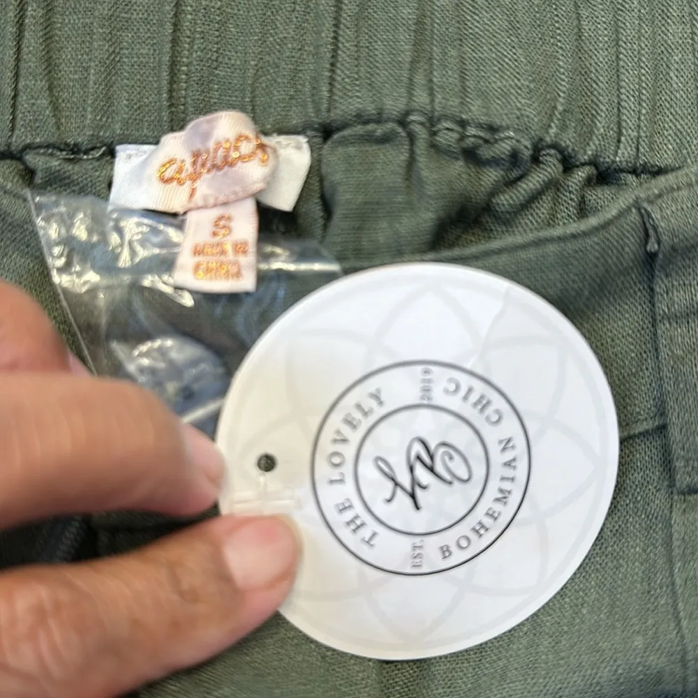 APEACH Cargo Linen Blend Olive Green Pants Size Small NWT #0617-OC - Image 7