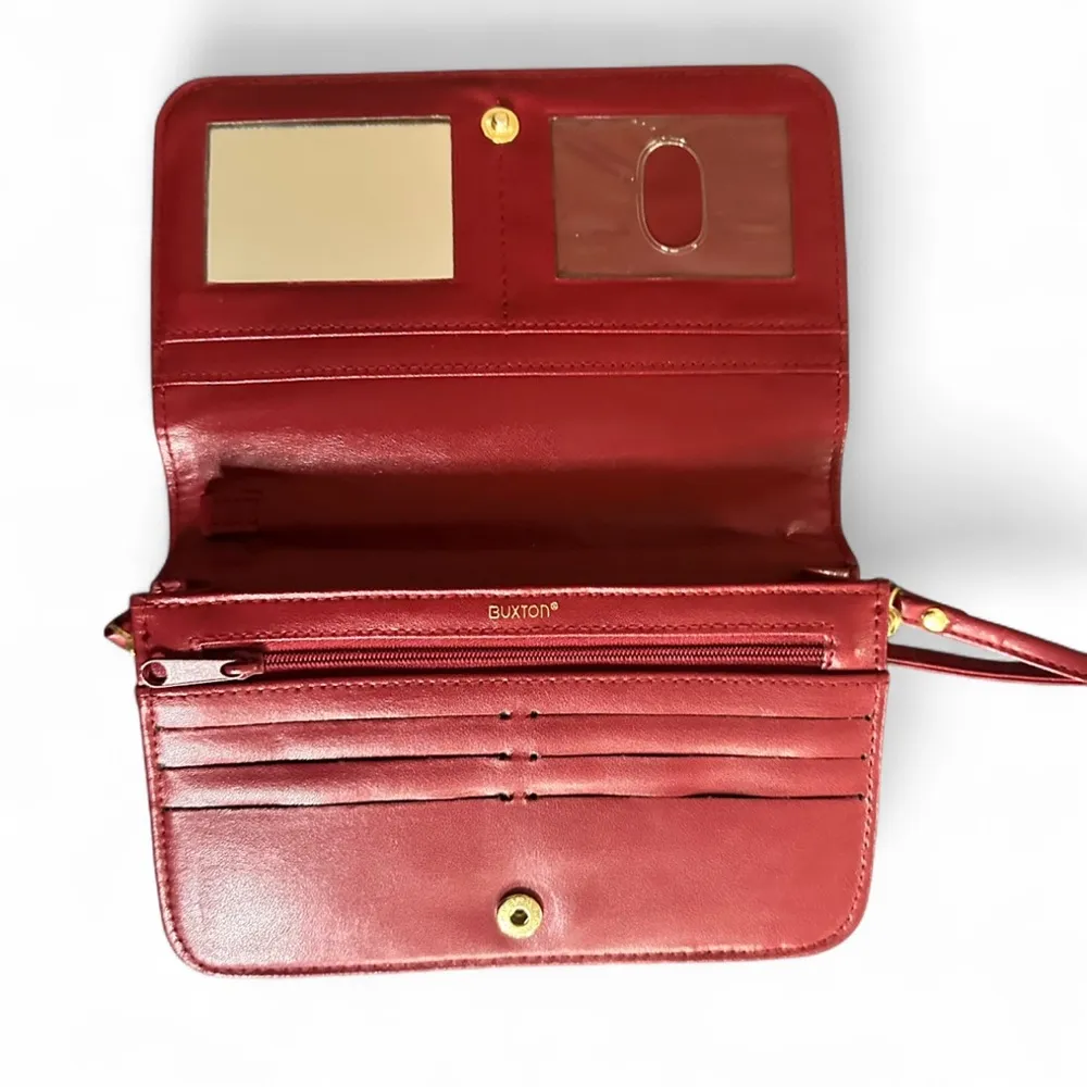 Buxton Red Leather Crossbody Bag/Wallet - Image 3