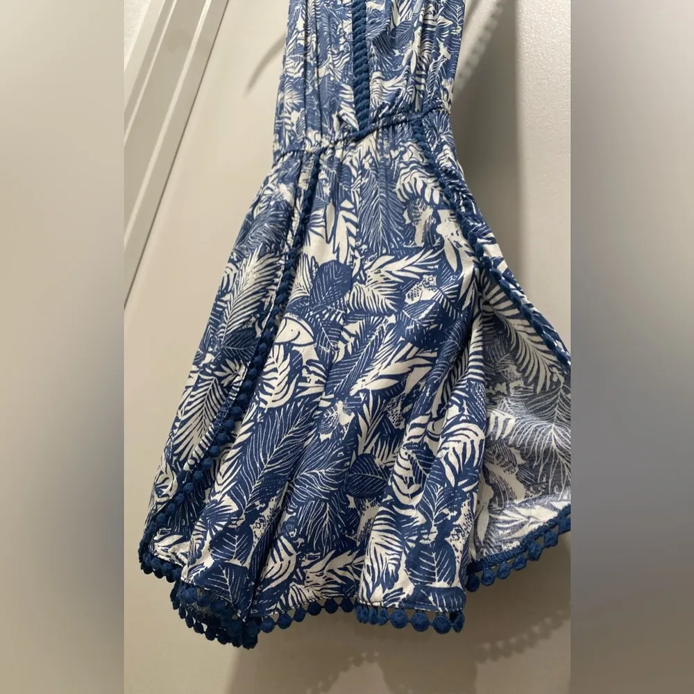 Xhilaration Blue & White Tropical Print Sleeveless Spaghetti Strap Romper - XS - Image 14