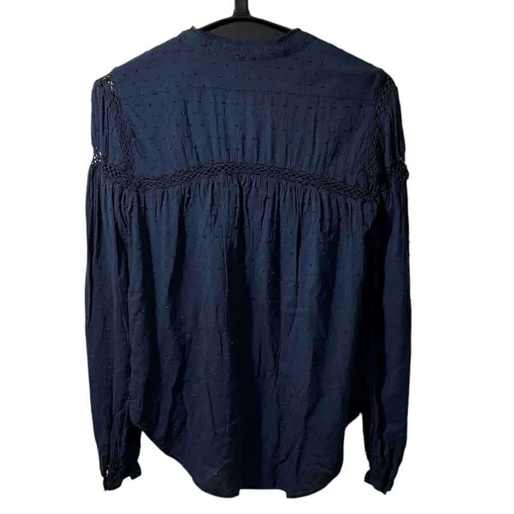 Anthropologie Free People Blue Every Day Girl Swiss Blouse Size Small - Image 7