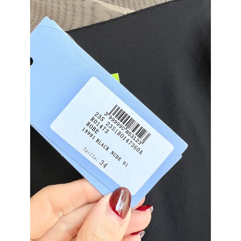 NWT Mugler Abiti Do Robe Jersey Crepe Tulle Mini Dress Black Nude Women's US 0 - Image 5