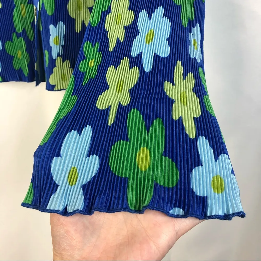 Sammy B X Target Blue Pleated Floral Long Sleeve Top S - Image 7
