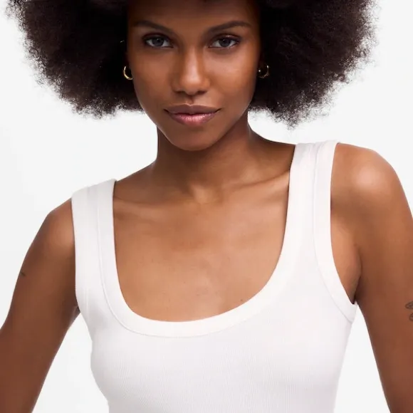 MADEWELL Black Re)generative Cotton Ribbed Scoopneck Tank Top Size Small - Image 5