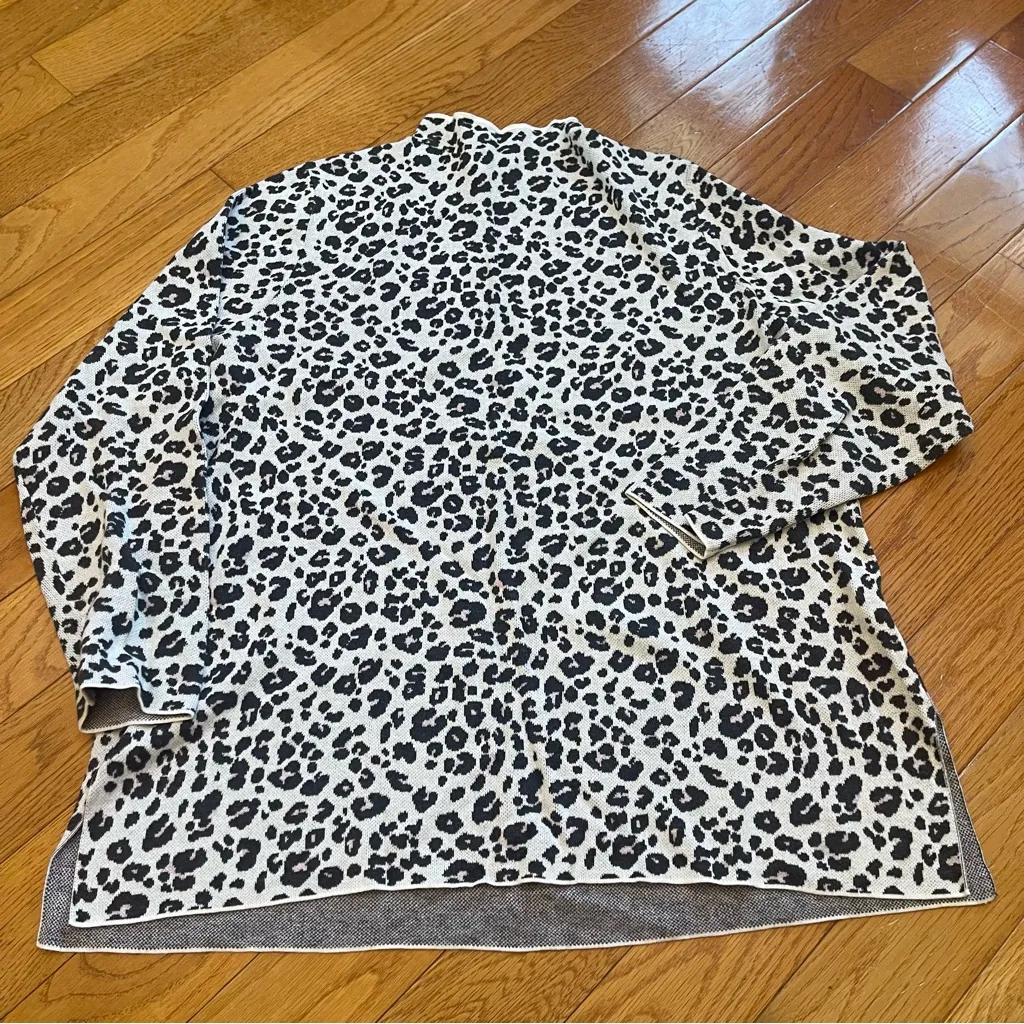 LOFT Leopard Print 100% Cotton Mock Neck Sweater Long sleeves Sz XL - Image 10
