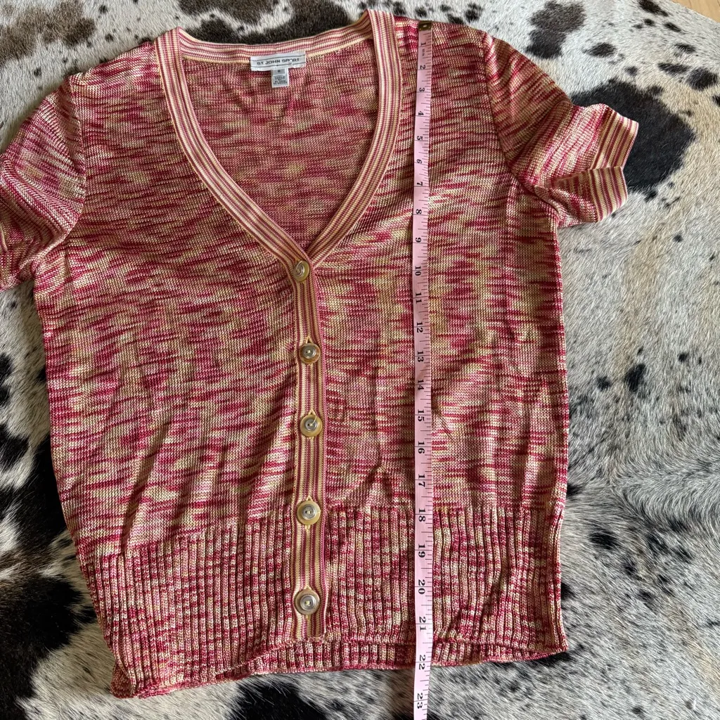ST JOHN BUtton Down Short Sleeve Sweater‎ Size Small - Image 8