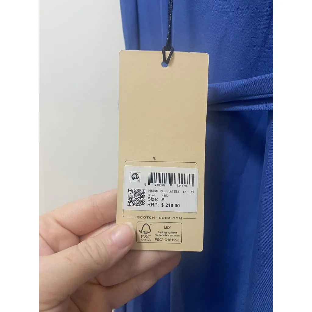 Scotch & Soda Dress Womens Small Blue Maxi Ruffle Strap Tie Back Tiered Hem - Image 4