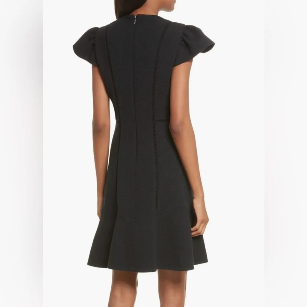 REBECCA TAYLOR TEXTURED STRETCH FIT & FLARE DRESS Black Size 6 - Image 2