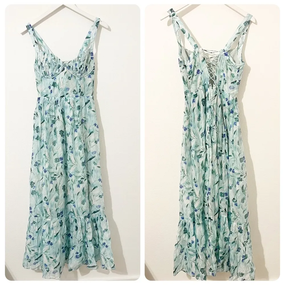 NEW ASTR the Label Kelby Dress in Green Blue Floral Maxi Size SMALL - Image 2