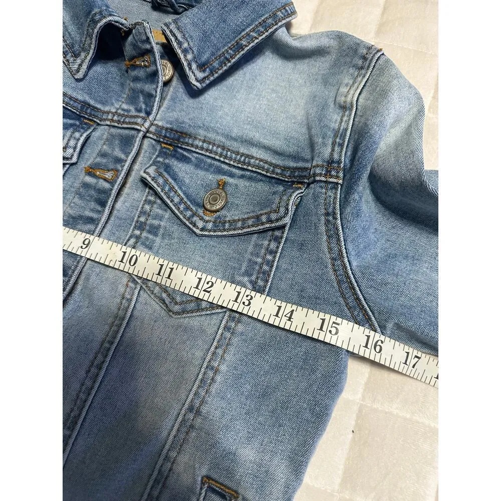 veveL Jean Jacket Women's Size Small Blue Denim Medium Wash Cropped - Image 5